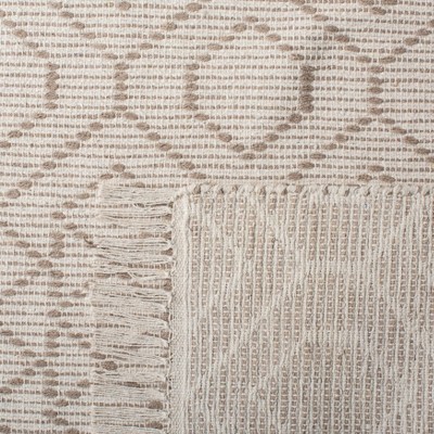 Handmade Brown and Beige Cotton Flat Woven Rug 5' x 8'