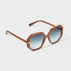 Women's Oversized Hexagonal Round Sunglasses - A New Day™ Brown - 2 of 2