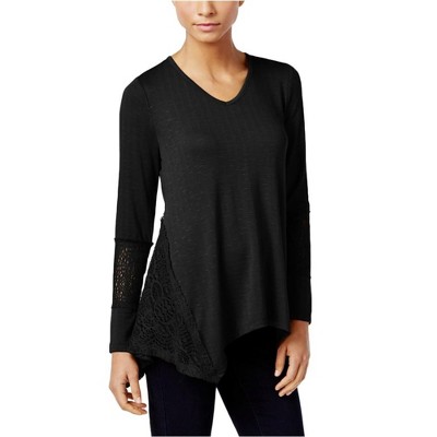 Style & Co. Womens Lace-Panel Basic T-Shirt