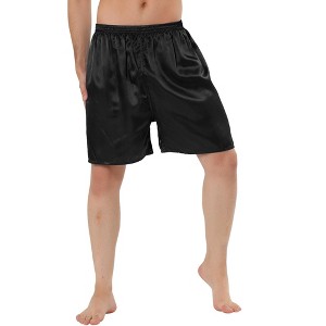 Lars Amadeus Men's Sleepwear Satin Shorts Elastic Waist Lounge Pajama Bottoms - 1 of 4