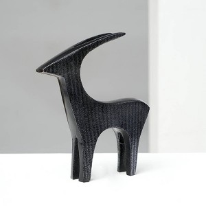 TopComfy Decorative Object Black Ribbed Deer Sculpture for Modern Home Office Decor, Black, 6"*1"*6.8" - 1 of 4