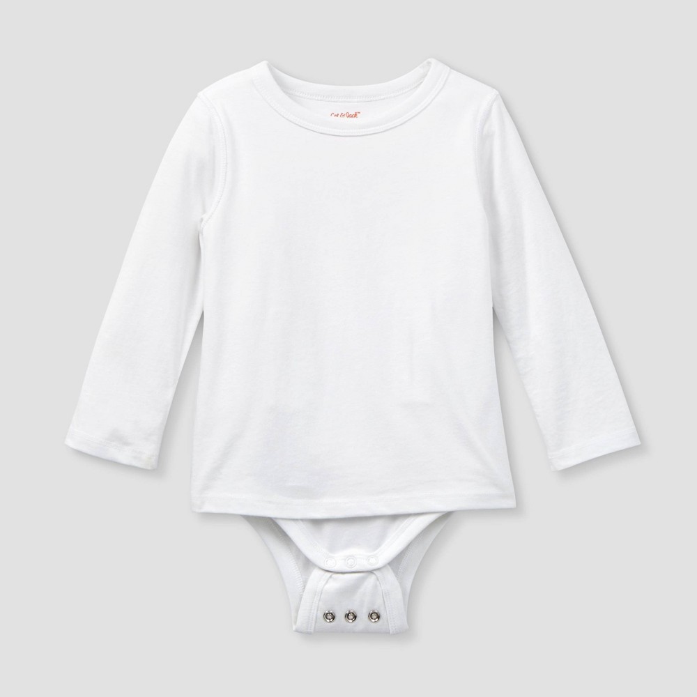 Toddler Kids' Adaptive Long Sleeve Bodysuit with Abdominal Access - Cat & Jack™ White 2T: Sensory Friendly, Tagless
