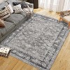 Indoor Washable Area Rug, Vintage Living Room Carpet, Floral Bedroom Retro Accent Throw Rug Office Dining Room Nursery, Brown/Black/Gray/Green - 4 of 4