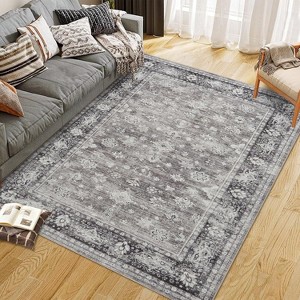 Area Rug Washable Rug Vintage Traditional Mat Distressed Foldable - 1 of 4