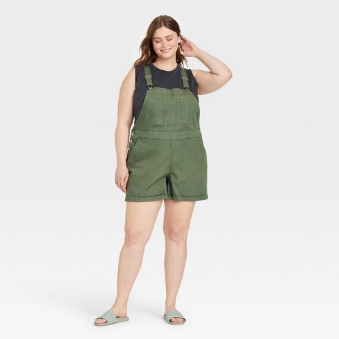 Women's Plus Size Denim Boyfriend Shortalls - Universal Thread™ Green 26w :  Target