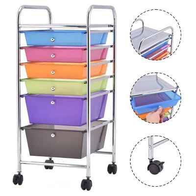 Tangkula 6 Drawer Scrapbook Paper Organizer Rolling Storage Cart for Office School Multicolor