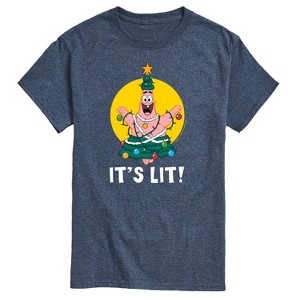 Men's - SpongeBob SquarePants - Patrick Christmas Tree It's Lit Short Sleeve Graphic T-Shirt - 1 of 4