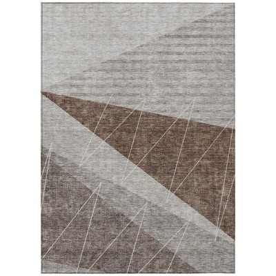 Gray Silver And Taupe Geometric Washable Indoor Outdoor Area Rug
