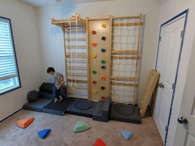 Walnut - 9-in-1 Swedish Ladder Wall Gym And Climber : Target