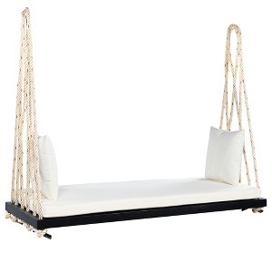 Gulches Patio Swings: Hanging Porch Swing Bench with Cushions, 10.8ft Ropes, Natural/ White/Black/Brown/Gray Finish - 1 of 4