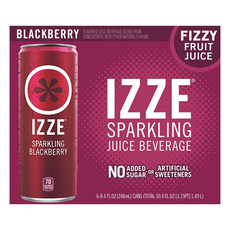 IZZE Blackberry Sparkling Juice - 6pk/8.4 fl oz Cans, 1 of 5