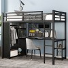 TopComfy Beds Twin XL Size Loft Bed Frame with Built In Wardrobe with Desk and Storage Shelves Furniture for Bedroom, Black, 42.52"*68.5"*137.79" - 2 of 4