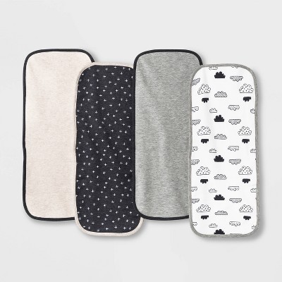 Baby 4pk Burp Cloth - Cloud Island™ Black/White