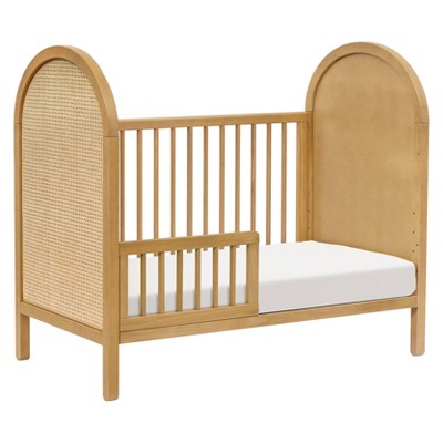 Light Wood Pine Boho-Chic Convertible Toddler Crib