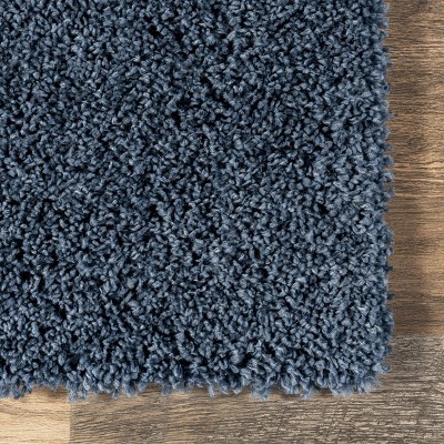 Kara Blue Solid Shag Synthetic 5'3" x 7'7" Area Rug
