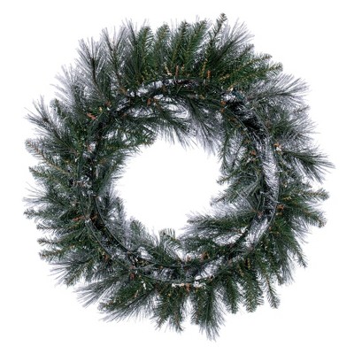 30" Flocked Pine Artificial Christmas Wreath with PVC Tips