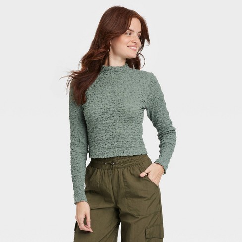 Ladies mock hotsell turtleneck shirts