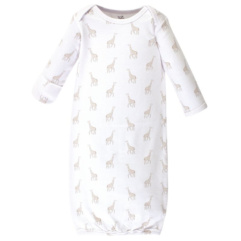 Touched by Nature Baby Organic Cotton Long-Sleeve Gowns 3pk, Little Giraffe, 0-6 Months, 3 of 6