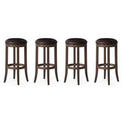 Maven Lane Eva Rotating Backless Kitchen Stool in Vegan Leather Upholstered Seat, Set of 4