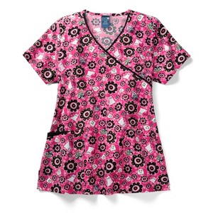 Zoe and Chloe Zoe+Chloe Contrast Mock Wrap Print Scrub Top - 1 of 1