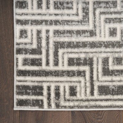Handmade Grey Ivory Geometric Synthetic 9' x 12' Area Rug