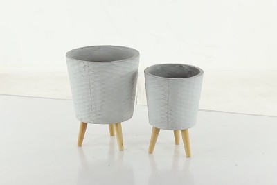 Zimlay Grey Polystone Contemporary Outdoor Planter Set