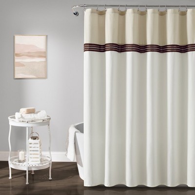 Terra Embroidery Shower Curtain Neutral/off White Single 72x72 : Target