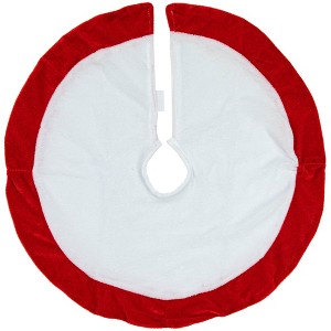 Northlight 18" White and Red Velveteen Mini Christmas Round Tree Skirt - 1 of 4