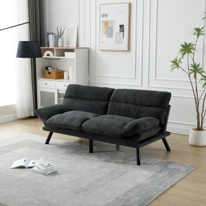 70'' Velvet Thick Cushion 2-Seater Sofa with Sleeper Sofa, Metal Feet, and Modern Design - 1 of 4
