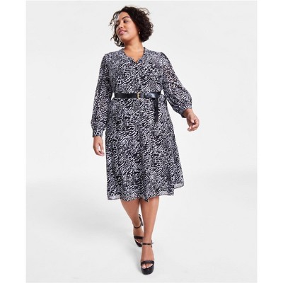 Michael Kors Womens Belted Midi Dress
