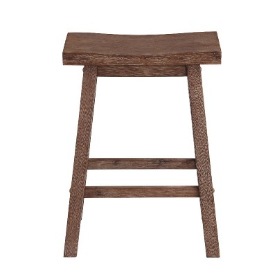 Gray Backless Saddle Style Wooden Counter Stool