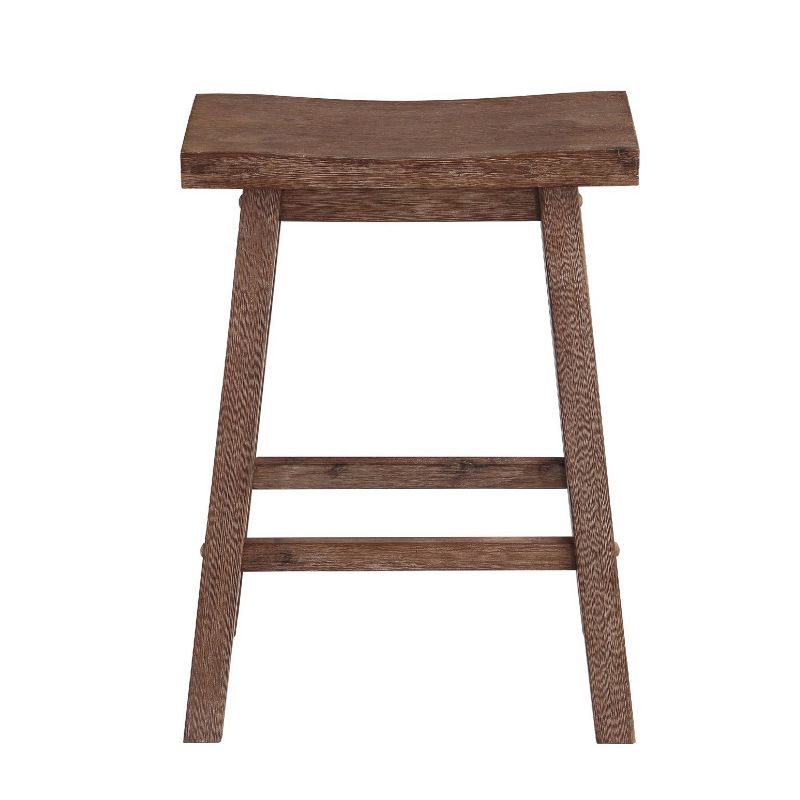 Wooden Frame Saddle Seat Counter Height Stool Brown - Benzara, 3 of 12