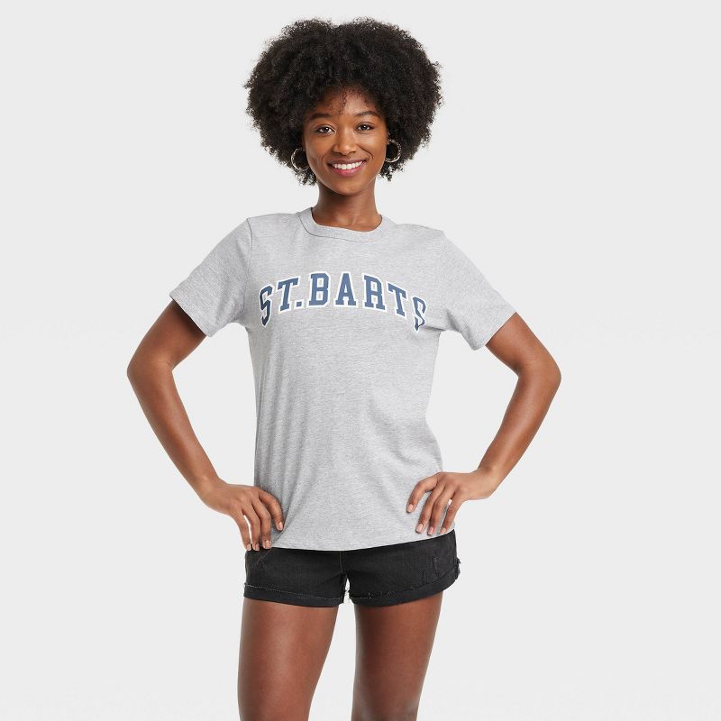 Women's St. Barts Short Sleeve Graphic T-Shirt - Heather Gray, 1 of 4