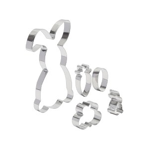 Unique Bargains Cookie Mould Cutter 5 Pcs Easter Cookie Mould Set Dishwasher Safe Stainless Steel Silver Tone 1 Set - 1 of 4