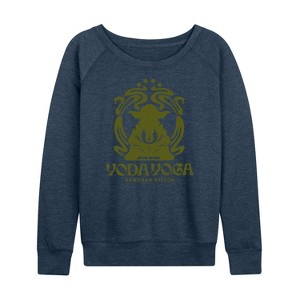Women's - Star Wars - Yoda Yoga Lightweight French Terry Wide Neck Long Sleeve Shirt - 1 of 4