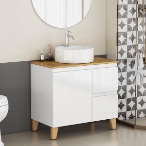 KTMBDW Bathroom Vanity with Ceramic Sinks, Bathroom Cabinet Vanity with Soft Closing Cabinets & Drawers, White - 1 of 4