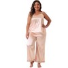Agnes Orinda Women's Satin Plus Size Cami Top and Pants with Pockets 2 Piece Pajama Sets - 3 of 4
