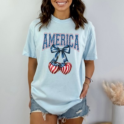 Simply Sage Market America Flag Cherries Coquette Garment Dyed Tee