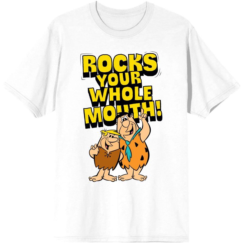 Men's Flintstones Fruity Pebbles Rocks Your Whole Mouth White Graphic Tee Shirt, 1 of 3