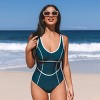 Women's Piped Scoop Neck One Piece Swimsuit - Cupshe - 3 of 4