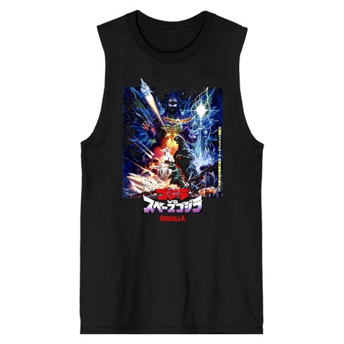 Godzilla Classic Poster Design Crew Neck Sleeveless Black Men's Tank ...