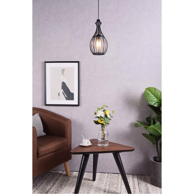 Miya Contemporary Black Pendant Light 6.7" Acrylic & Metal