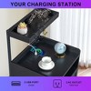 Resenkos Nightstand with Light&Power Outlet, Accent Bedside Table with Solid Wood Legs for Bedroom White Black - 4 of 4