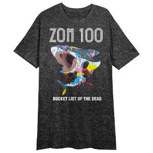 ZOM 100: Bucket List of the Dead Zombie Shark Women's Black Heather Sleep Shirt - 1 of 2