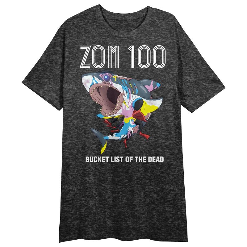 ZOM 100: Bucket List of the Dead Zombie Shark Women's Black Heather Sleep Shirt, 1 of 3