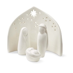tag Ceramic Nativity Scene - Decorative Holiday Decor, Christmas Accessories, White, 5"L x 2"W x 4"H, Easy Dust Clean - 1 of 2