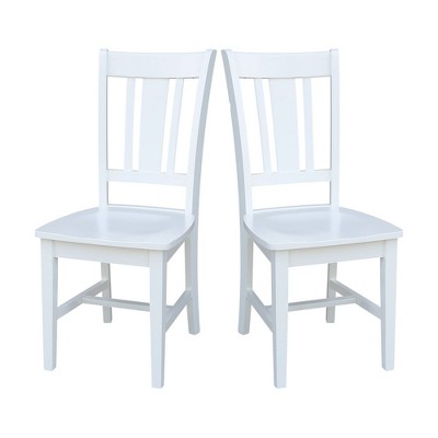 White High Back Solid Wood Slat Dining Chair Set