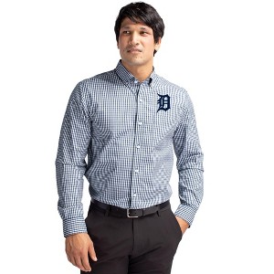 Detroit Tigers Cutter & Buck Easy Care Stretch Gingham Mens Big and Tall Long Sleeve Dress Shirt - 1 of 1