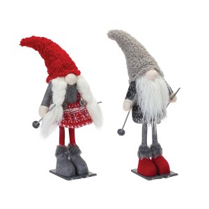 Melrose Plush Winter Gnome on Skis (Set of 2) - 1 of 3