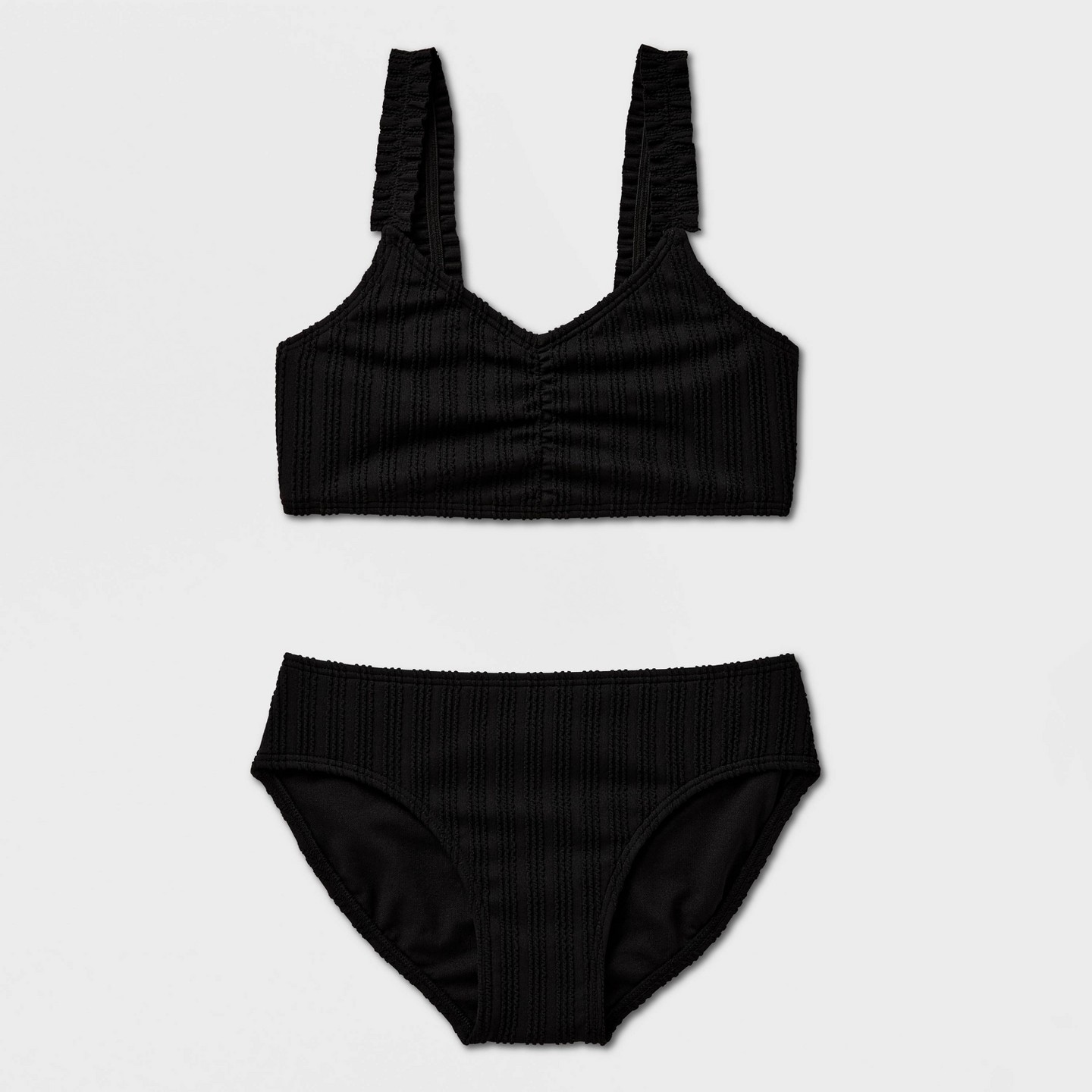 Детский купальник Cat & Jack Girls' Crinkle Striped Solid Bikini, цвет: Полосатый — фото 2